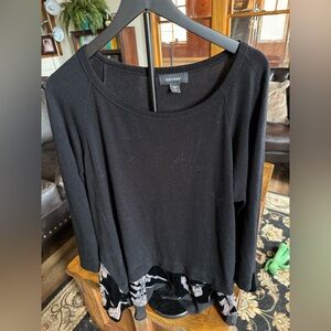 Karen Kane 3X Black Long Sleeve Top Velvet Floral Trim